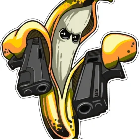 Banana Gangster Super Peel Style Bandit Gun Slinger Fruity Gang Urban Pop Culture Cartoon Art Vinyl Sticker