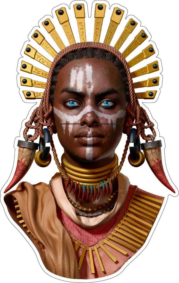 Black Beauty Girl Afro Grace Magic Blue Eyes Woodoo Stunning Headset Tribal Woman Art Vinyl Sticker /