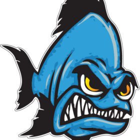 Angry Blue piranha river Fish Attack amazon tropical Printed Vinyl Sticker