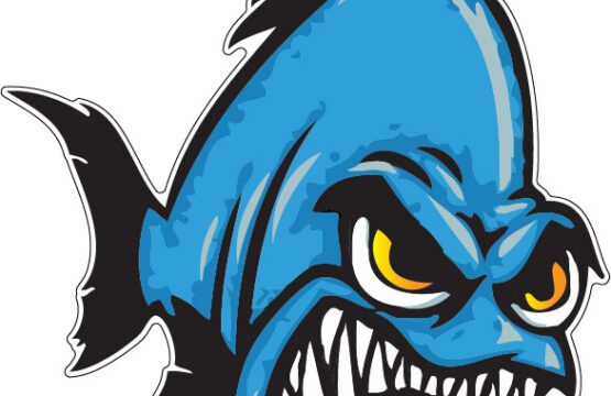 Angry Blue piranha river Fish Attack amazon tropical Printed Vinyl Sticker