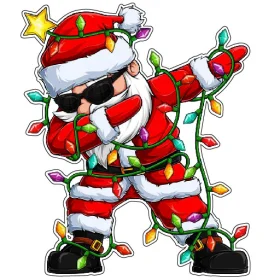 Santa Dazzling Dab Dancing With Christmas Lights Cheer Twinkling Festive Mood Happy New Year Vinyl Sticker