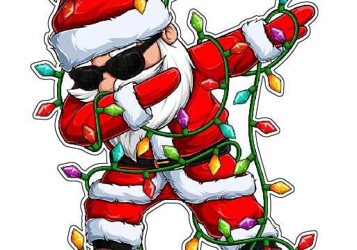 Santa Dazzling Dab Dancing With Christmas Lights Cheer Twinkling Festive Mood Happy New Year Vinyl Sticker