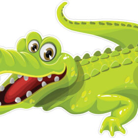 Cute Smiling Alligator Joyful Green Reptile Colorful Funny Creature Happy Young Animal Crocodile Kid Cartoon African And American Fan Zoo vinyl sticker