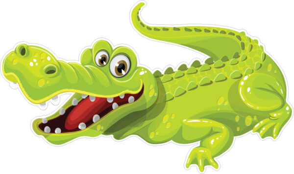 Cute Smiling Alligator Joyful Green Reptile Colorful Funny Creature Happy Young Animal Crocodile Kid Cartoon African And American Fan Zoo vinyl sticker