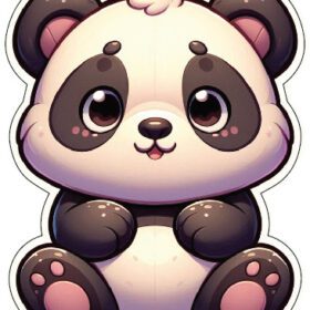 Chocolate Panda Cute Kawaii Bear Chibi Club Adorable Decoration Happy Movie Character Pandoshi Coin Logo Smiling Cartoon Design Playful Animal Clipart Trending 3D Art vinyl sticker