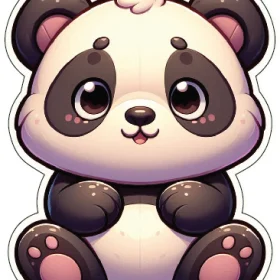 Chocolate Panda Cute Kawaii Bear Chibi Club Adorable Decoration Happy Movie Character Pandoshi Coin Logo Smiling Cartoon Design Playful Animal Clipart Trending 3D Art vinyl sticker