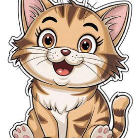 Cute Happy Kitten Fat Adorable Baby Cat Kawaii Smiling Cartoon vinyl sticker
