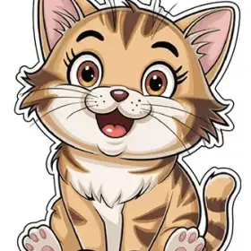 Cute Happy Kitten Fat Adorable Baby Cat Kawaii Smiling Cartoon vinyl sticker