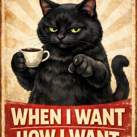 Black Cat Attitude Funny Meme Do What I Want Sassy Coffee Lover Sarcastic Humor Retro Vintage Poster Style Cute Grumpy Animal Lover vinyl sticker
