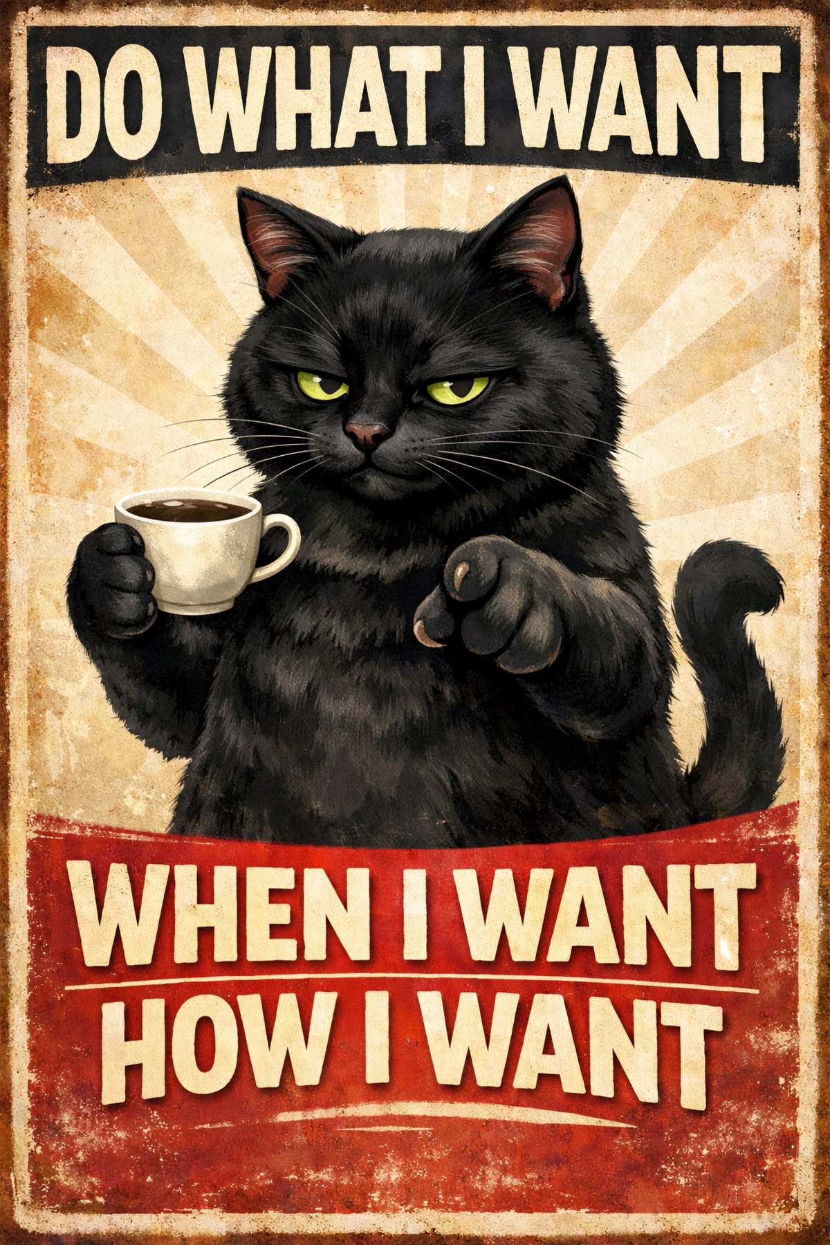 Black Cat Attitude Funny Meme Do What I Want Sassy Coffee Lover Sarcastic Humor Retro Vintage Poster Style Cute Grumpy Animal Lover vinyl sticker Black Cat Attitude Funny Meme Do What I Want Sassy Coffee Lover Sarcastic Humor Retro Vintage Poster Style Cute Grumpy Animal Lover vinyl sticker