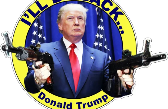 DONALD TRUMP WITH SUB-MACHINE GUNS