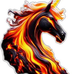 Fire Lava Unicorn Horse Logo vinyl sticker / printed decal / label / autocollant / wall poster