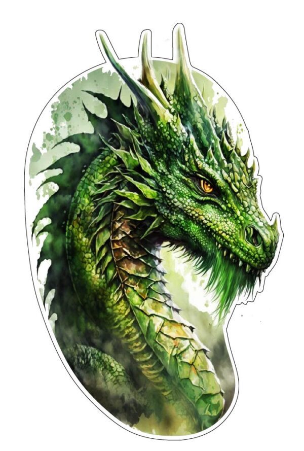 Emerald Dragon Lord Guardian Warrior of the Enchanted Swamp Realms Fantasy Art Vinyl Sticker