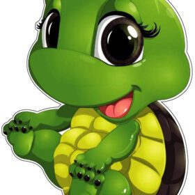 Cute Smiling Little Turtle In Happy Baby Pose Yoga For Beginners Positive Attitude Cartoon Style Vinyl Sticker
