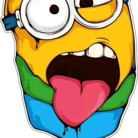 Despicable Me Minion Crazy Ice Cream Doodle Art Colorful Funny Cartoonish Design Vinyl Sticker