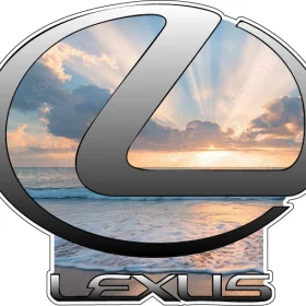 Lexus Fancy Logo Dramatic Sunrise With Radiant Sunbeams Over the Ocean vinyl sticker