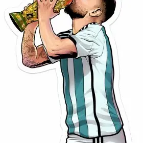 Lionel Messi World Cup Trophy Kiss Argentina Champion GOAT Football Legend Soccer Fan Art Sports vinyl sticker