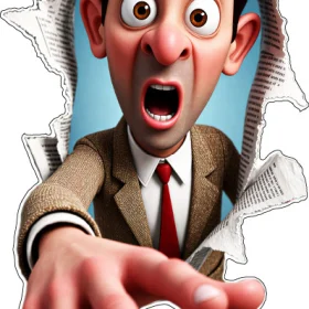 Mr Bean Jumping Out Of Newspaper vinyl sticker