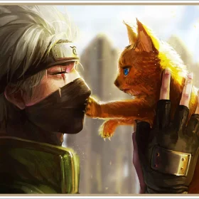 Naruto Kakashi Holding Nine Tailed Fox Vinyl Sticker