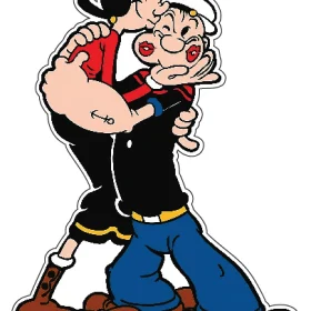 Popeye and Olive Hug And Sweetheart Kiss Romantic Cartoon Lovers Classic Toon Couple Adorable Love Story Timeless Animated Movie Romance Vintage Comics Nostalgic Affectionate Moment vinyl sticker