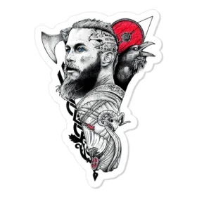 Ragnar Viking Warrior Norse Mythology Raven Axe Nordic Tattoo Art Scandinavian Valhalla Berserker Gaming vinyl sticker