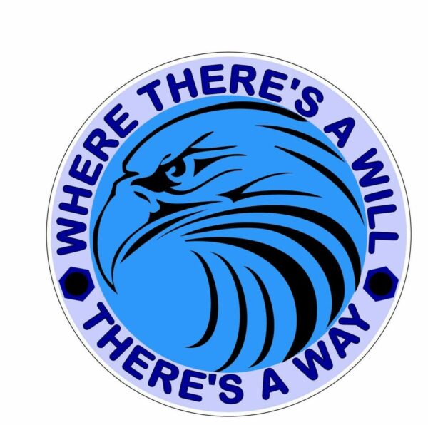 Albert Einstein's Where There's A Will There's A Way Blue Hawk Circle Logo Vinyl Sticker
