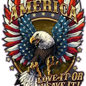American Bald Eagle Flag Love It Or Leave It Symbol Of Freedom Strength And Honor Nation Pride vinyl sticker