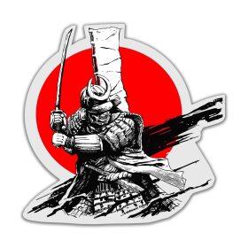 Samurai Warrior Katana Japanese Bushido Art Sword Fighter Traditional Japan Tattoo Style vinyl sticker