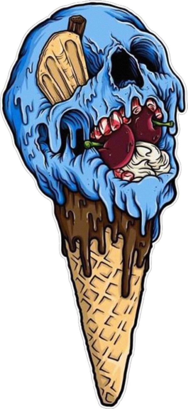 skull Ice Cream Cone vinyl sticker