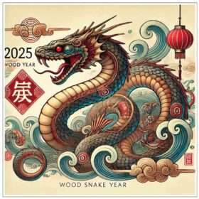 2025 Chinese Year Of Snake Zodiac Celebration Traditional Dragon Poster Design Vibrant Feng Shui Oriental Decor Artwork vinyl sticker