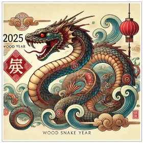 2025 Chinese Year Of Snake Zodiac Celebration Traditional Dragon Poster Design Vibrant Feng Shui Oriental Decor Artwork vinyl sticker