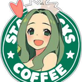 Starbucks Chan Coffee Green Anime Girl Vinyl Sticker