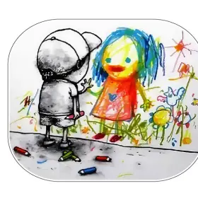 Romantic Love Story Of Real Life Boy And Colorful Painted Girl Desire To Be Happy Make A Wish Picture Dream Come True Sweet Illusion Reality And Fantasy World Creative Artist And His Beautiful Muse Graffiti Wall Art Banksy Style Art Pencil Drawing vinyl sticker