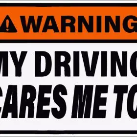 Warning My Driving Scares Me Too Funny Car Caution Sign Sarcastic Humor Meme Road Trip Comedy Driver Joke vinyl sticker